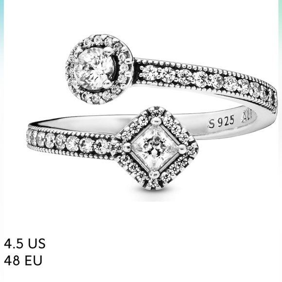 Pandora Sparkling Square & Circle Open Ring - Picture 7 of 9